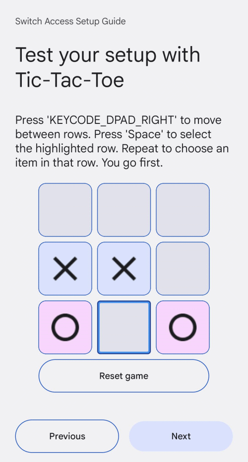 Practice using your switches in this game, then tap Finish